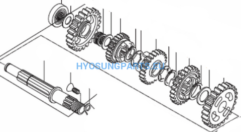Hyosung Transmission Drive Gear Shaft Assy Gt250 Gt250R Gv250 - Free Shipping Hyosung Parts Eu
